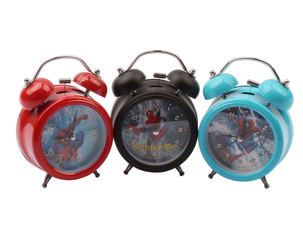 ساعت پایه دار رومیزی و شماته ای چراغ دار پسرانه طرح مرد عنکبوتی