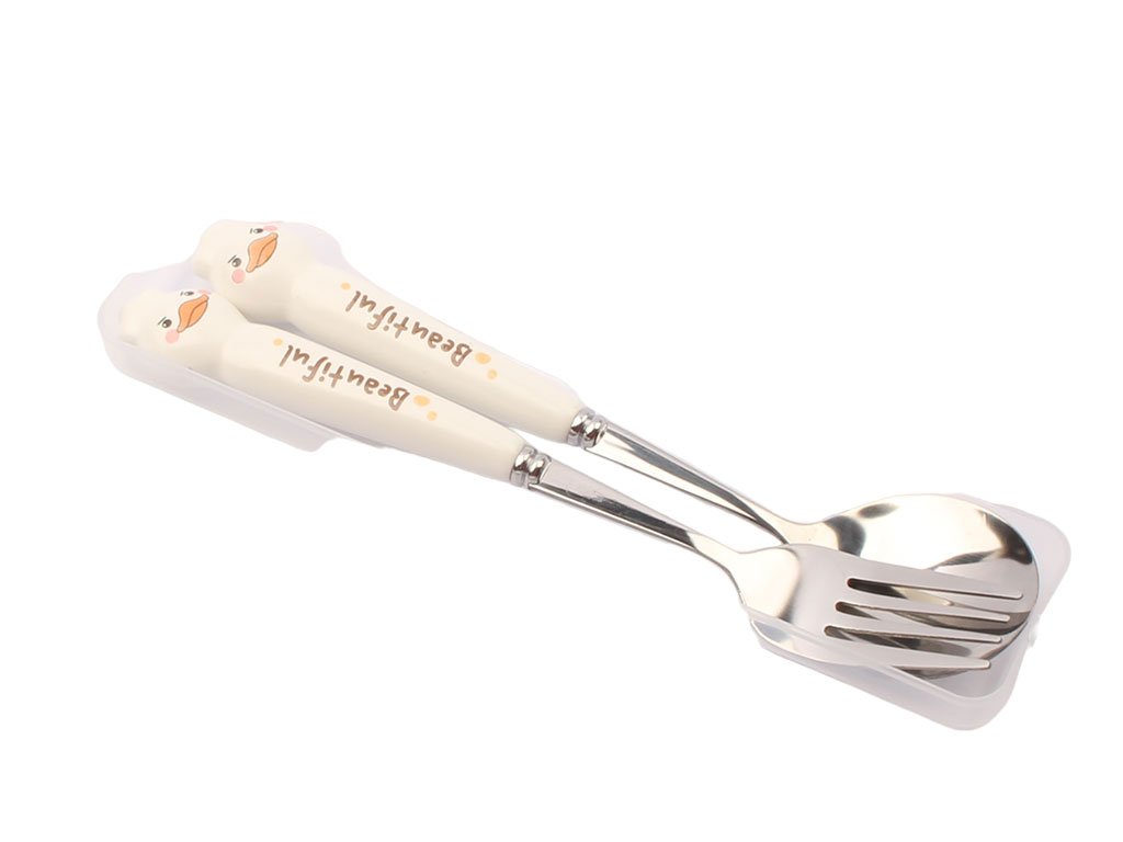 ست قاشق و چنگال بچگانه دسته سرامیکی طرح اردک