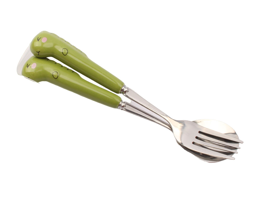 ست قاشق و چنگال بچگانه دسته سرامیکی طرح دایناسور