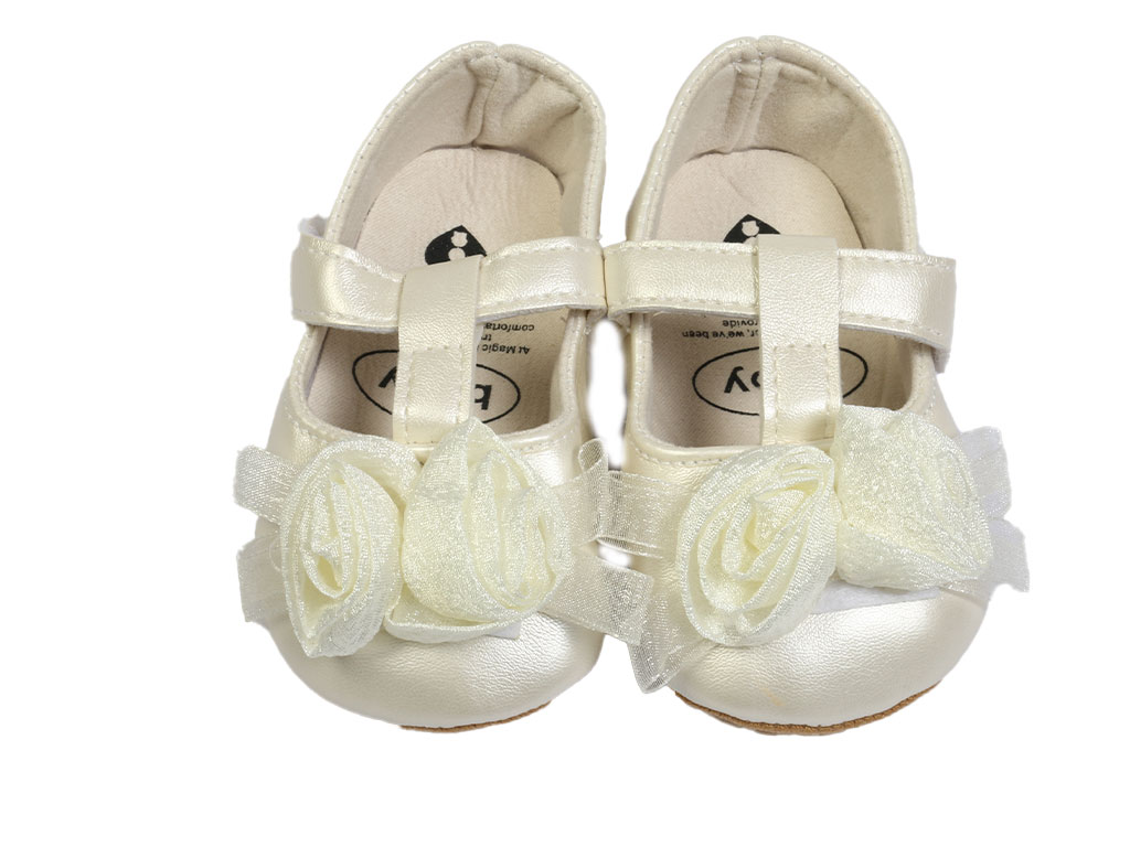 پاپوش استپ دار نوزادی دخترانه طرح شکوفه