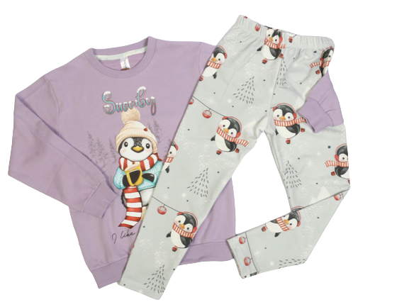 بلوز و شلوار راحتی دخترانه طرح پنگوئن کیدومکس kido max