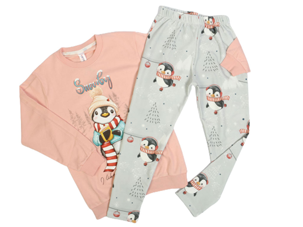 بلوز و شلوار راحتی دخترانه طرح پنگوئن کیدومکس kido max