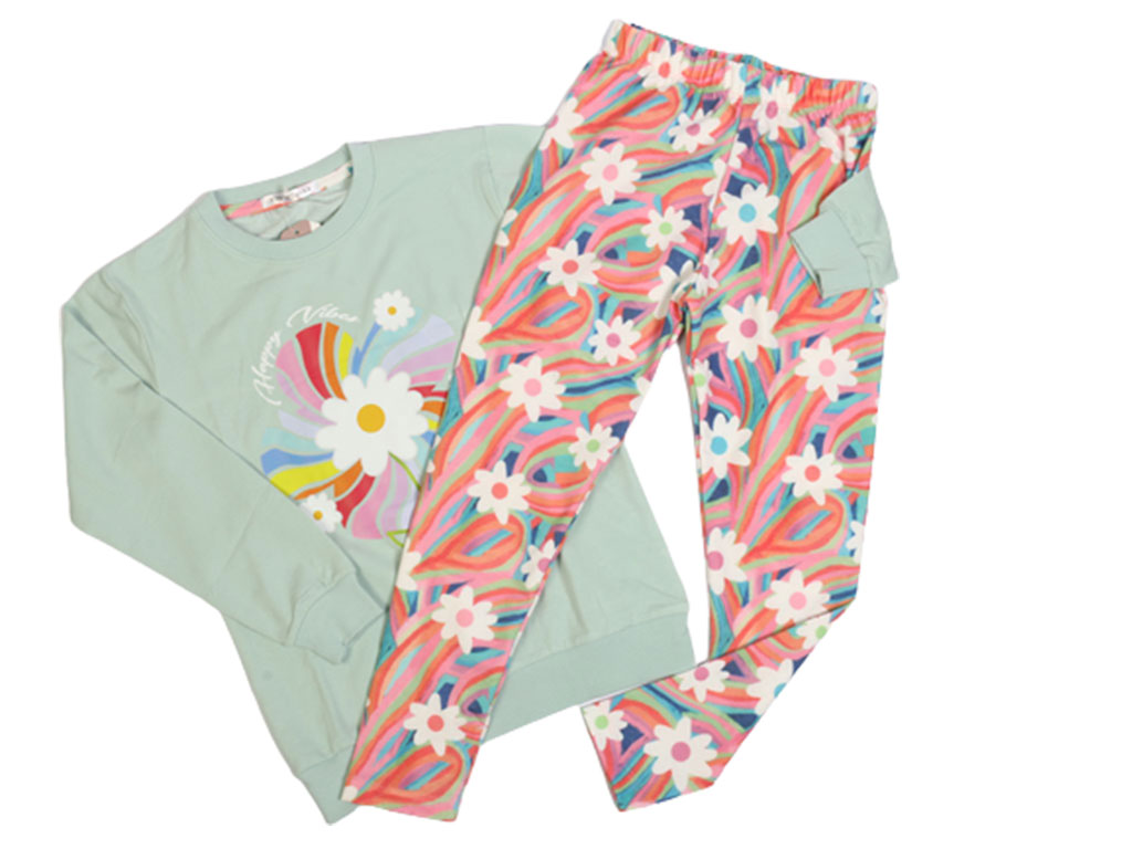 بلوز و شلوار راحتی دخترانه طرح گل کیدومکس kido max