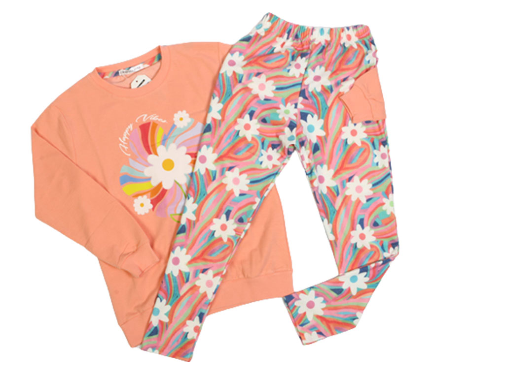 بلوز و شلوار راحتی دخترانه طرح گل کیدومکس kido max