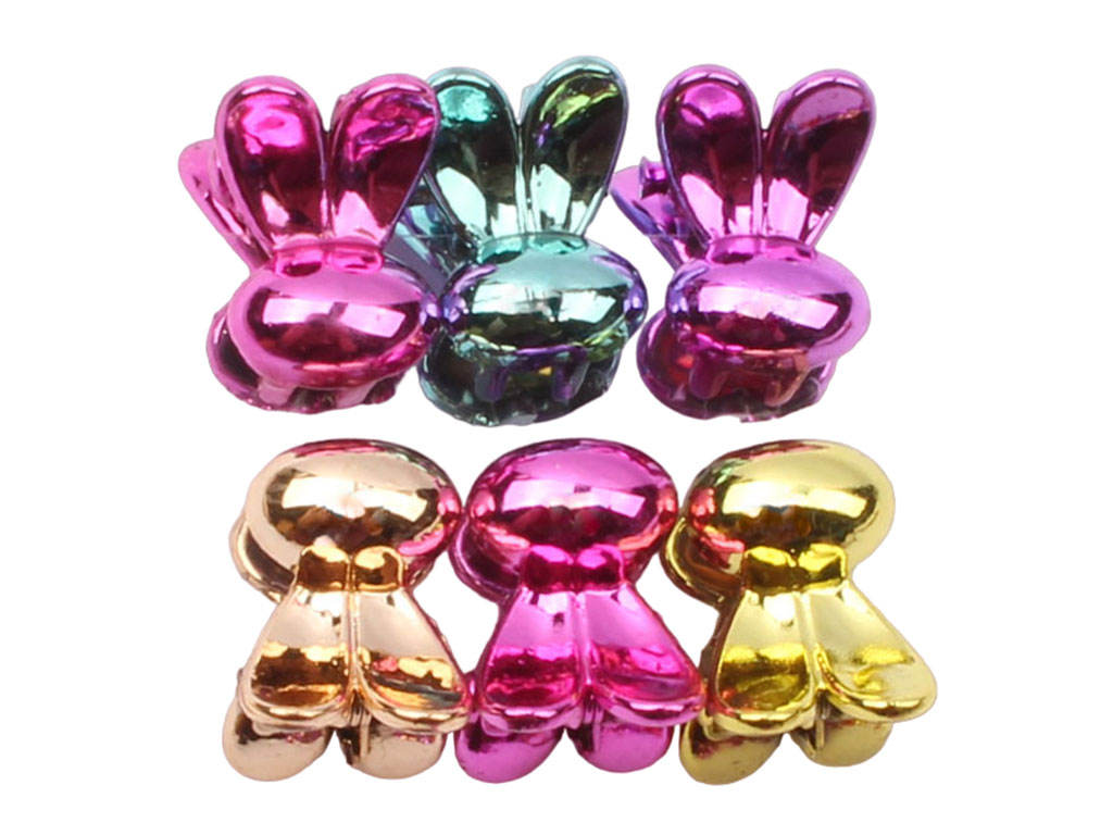 کلیپس ریز رنگی طرح خرگوش (6 عددی)