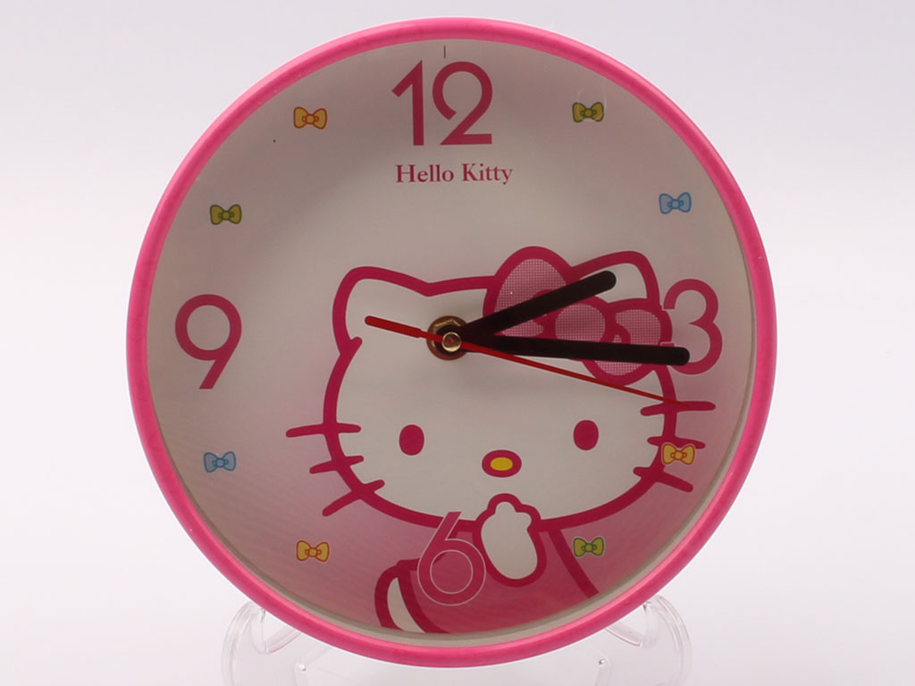 ساعت دیواری آرام گرد دخترانه طرح هلوکیتی Hello kitty (سایز کوچک)