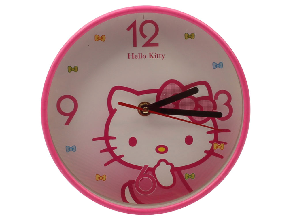 ساعت دیواری آرام گرد دخترانه طرح هلوکیتی Hello kitty (سایز کوچک)
