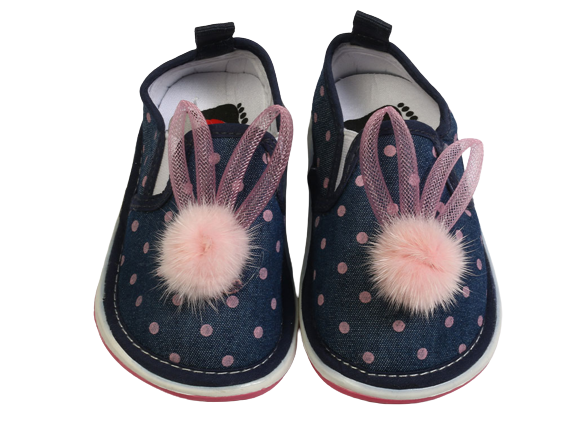 کفش سوتی جین دخترانه خالدار طرح خرگوش