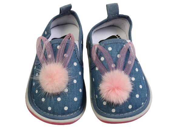 کفش سوتی جین دخترانه خالدار طرح خرگوش