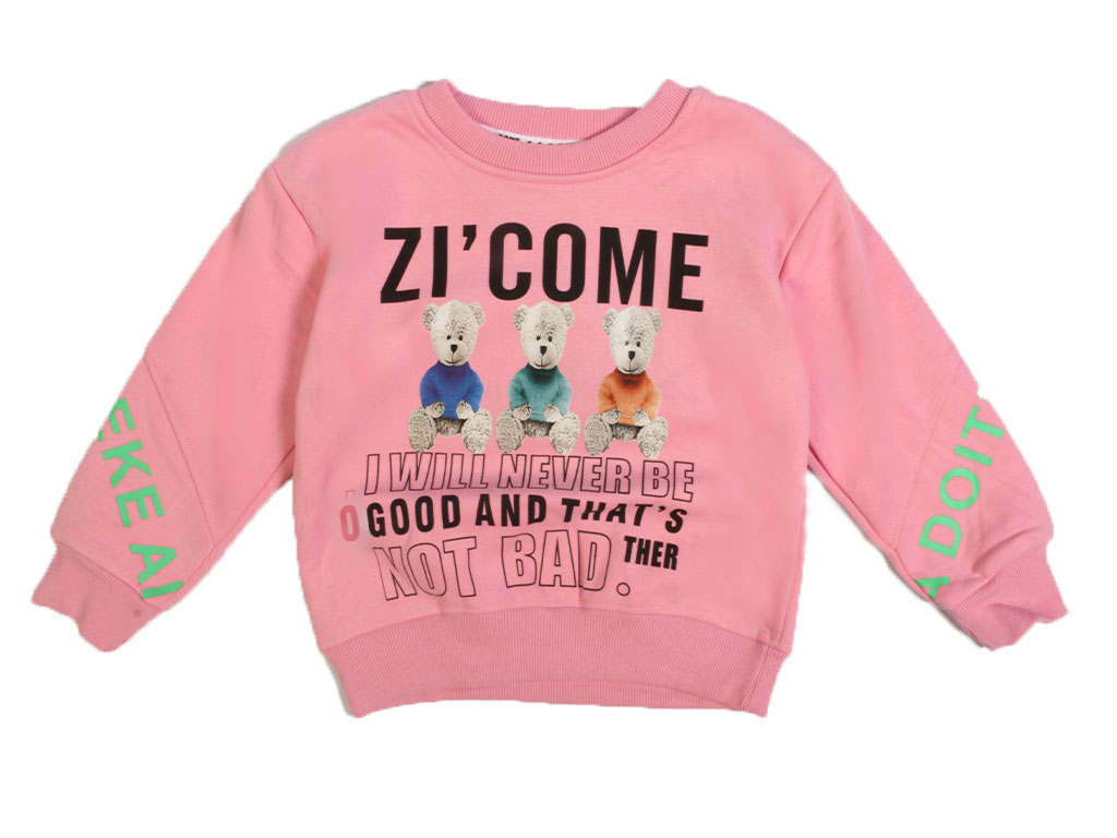 بلوز داخل مخمل دخترانه طرح خرس صورتی رنگ