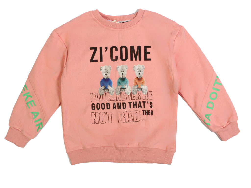 بلوز داخل مخمل دخترانه طرح خرس صورتی پررنگ