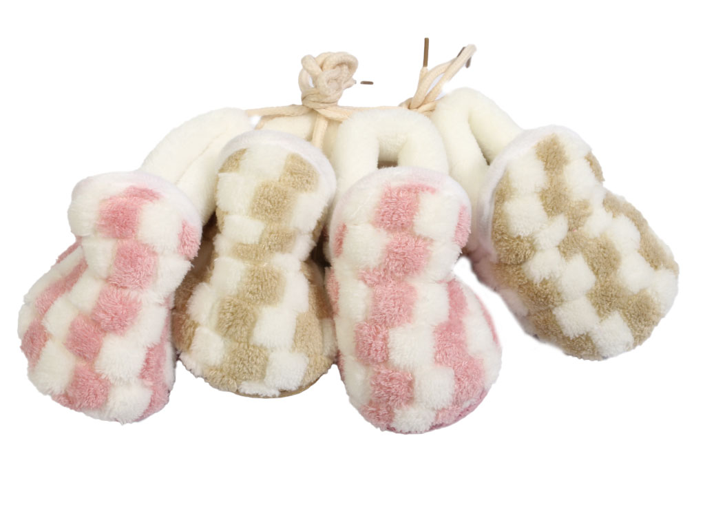 پاپوش استپ دار پولیشی نوزادی طرح چهار خانه 12-4 ماه