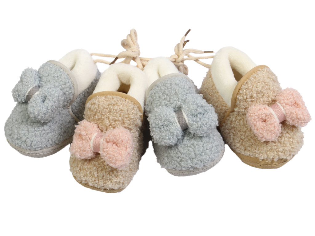 پاپوش استپ دار نوزادی دخترانه طرح پاپیون 12-4 ماه