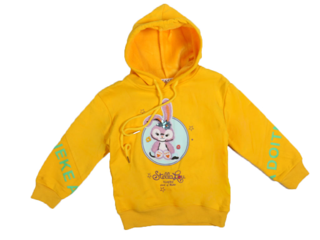 هودی داخل مخمل دخترانه طرح گلدوزی شده خرگوش