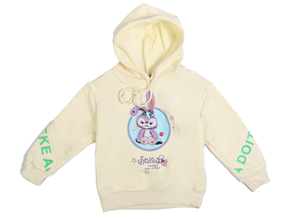 هودی داخل مخمل دخترانه طرح گلدوزی شده خرگوش