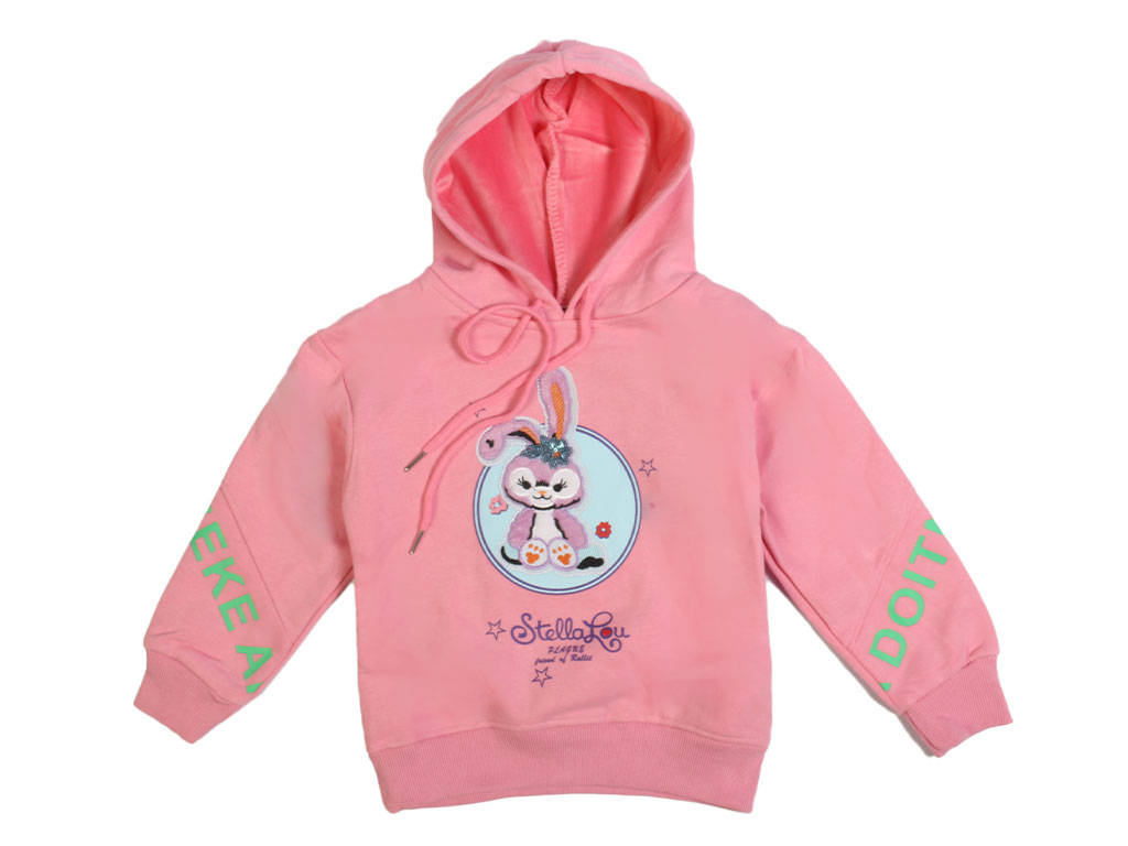 هودی داخل مخمل دخترانه طرح گلدوزی شده خرگوش