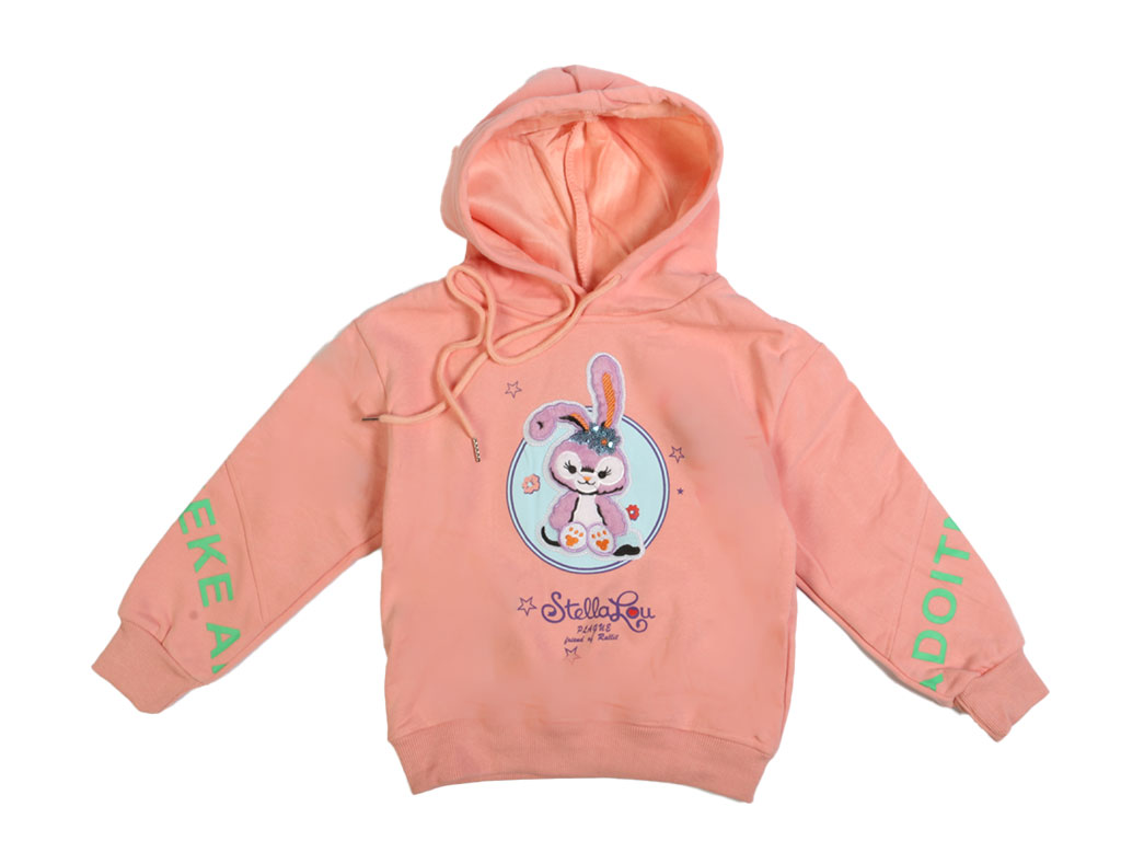 هودی داخل مخمل دخترانه طرح گلدوزی شده خرگوش