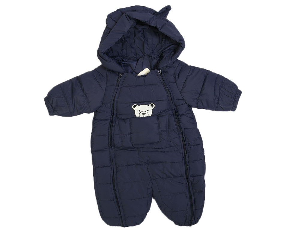 کاپشن سرهمی کلاه دار نوزادی سرمه ای رنگ