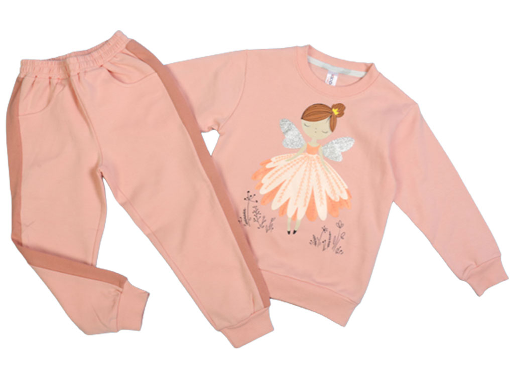 بلوز و شلوار راحتی دخترانه صورتی طرح فرشته کیدومکس kido max