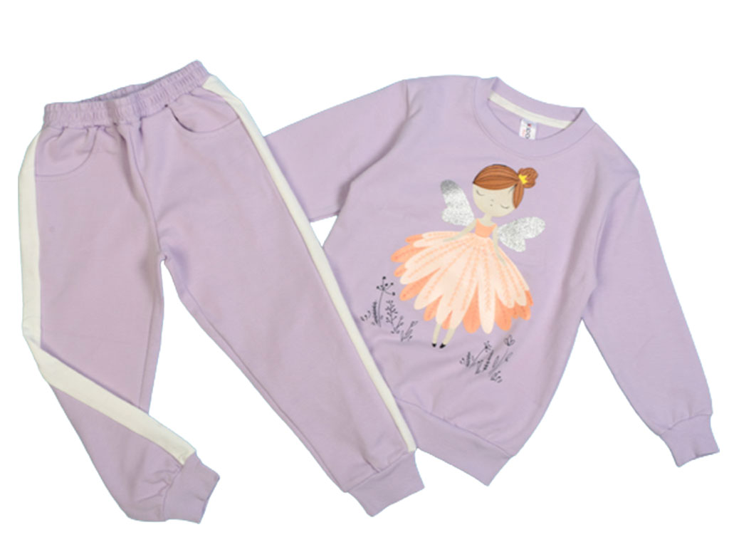 بلوز و شلوار راحتی دخترانه یاسی رنگ طرح فرشته کیدومکس kido max