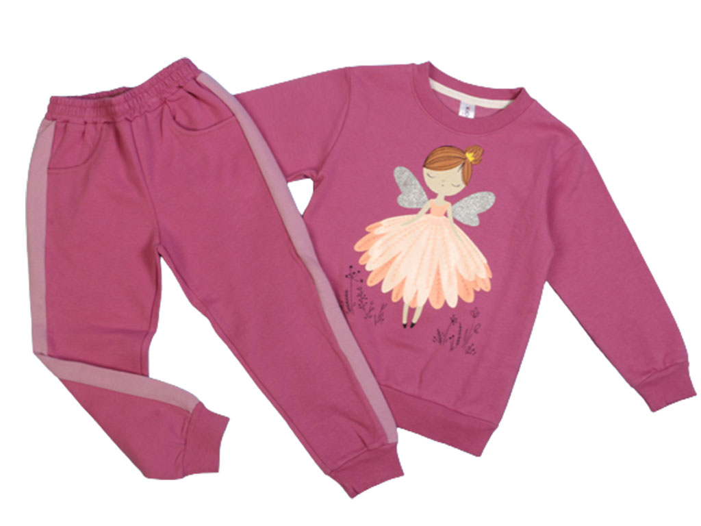 بلوز و شلوار راحتی دخترانه بنفش طرح فرشته کیدومکس kido max