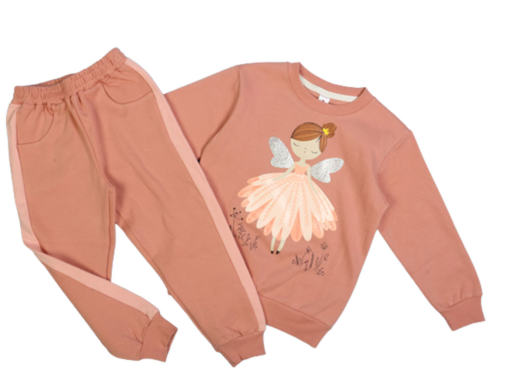 بلوز و شلوار راحتی دخترانه کالباسی رنگ طرح فرشته کیدومکس kido max