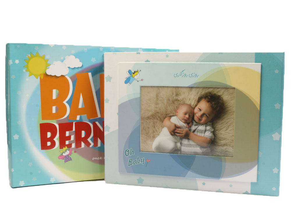 آلبوم خاطرات روزی روزگاری پسرانه آبی رنگ از نوزادی تا مدرسه (50 برگ پشت و رو)