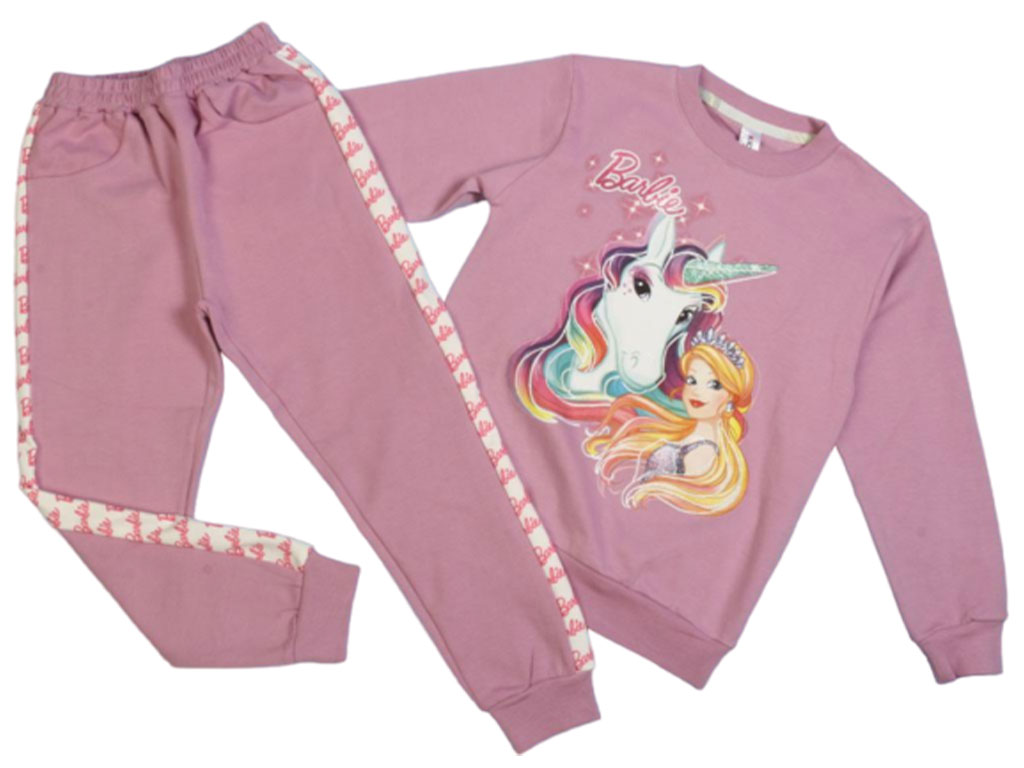 بلوز و شلوار راحتی دخترانه بنفش طرح باربی و اسب تک شاخ کیدومکس kido max