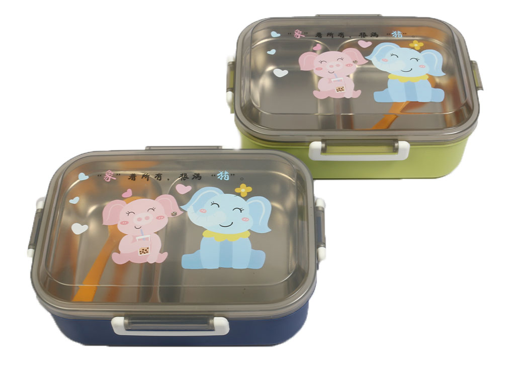 ظرف غذا دو طبقه داخل استیل کودک طرح فیل