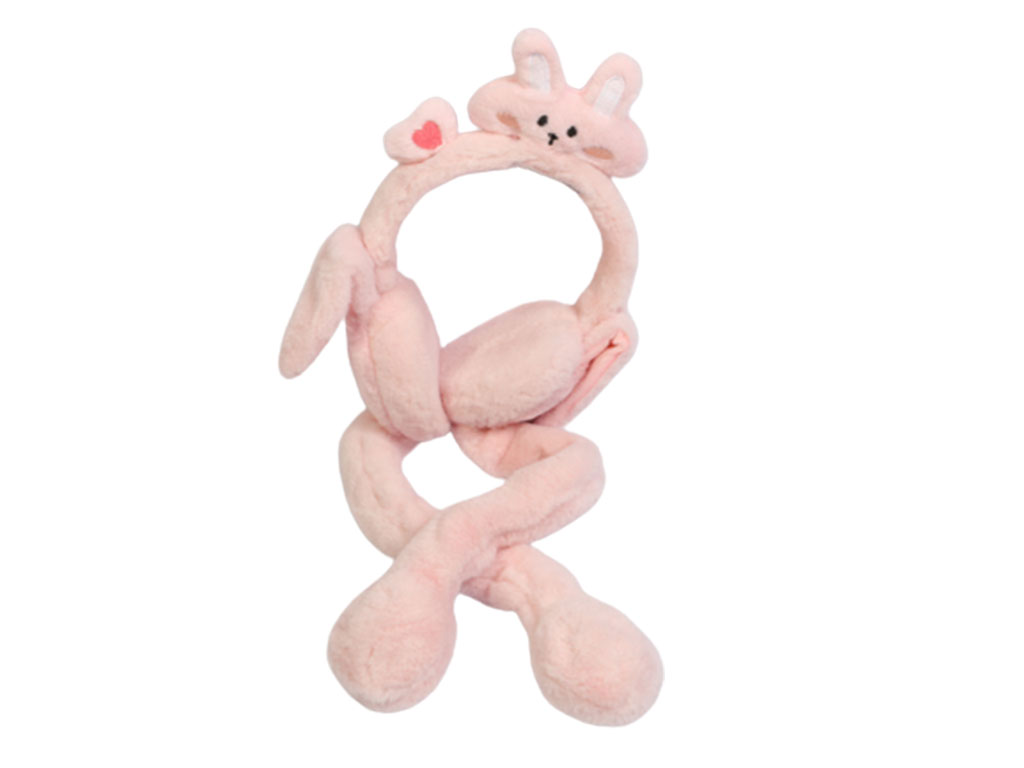 گوش گیر پمپی دخترانه با طرح برجسته عروسکی و گوش های متحرک