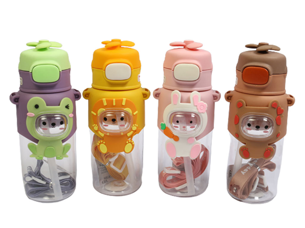 قمقمه نی دار طرح برجسته روی بدنه حجم 550-600 میلی لیتر کودک