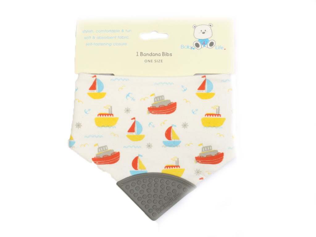 پیشبند دندانگیردار نوزادی طرحدار مدل دستمال گردنی بیبی فور لایف baby 4 life