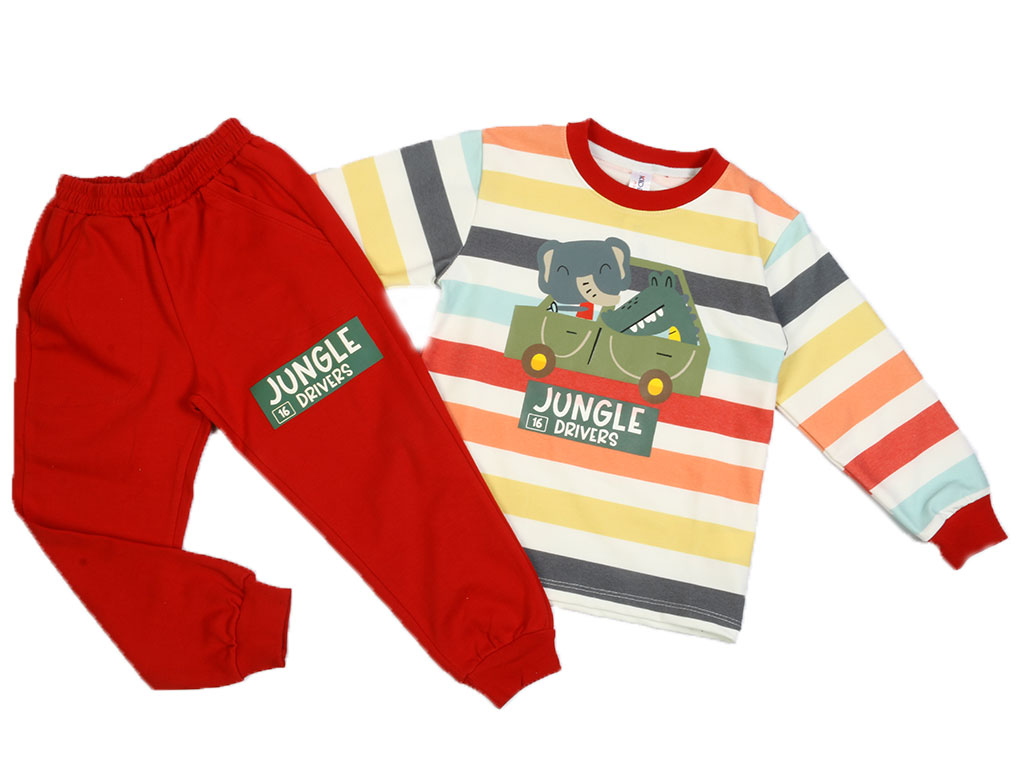 بلوز و شلوار راحتی پسرانه طرح فیل و تمساح راننده کیدومکس kido max