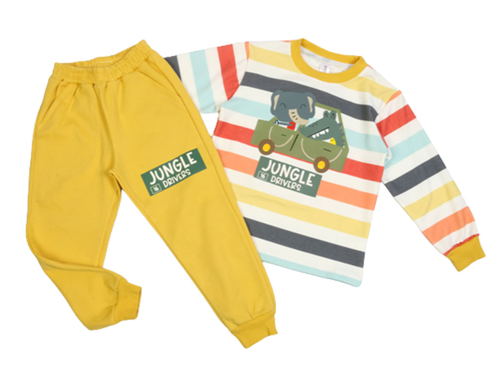 بلوز و شلوار راحتی پسرانه طرح فیل و تمساح راننده کیدومکس kido max