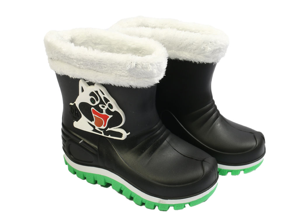 چکمه بچه گانه مشکی رنگ طرح سگ برجسته پایون payon