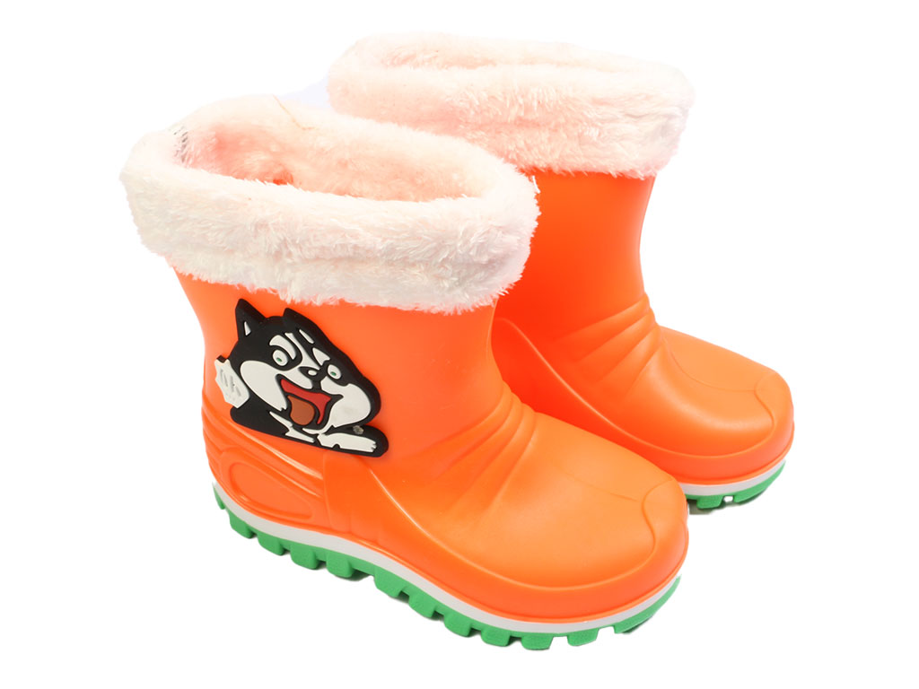 چکمه بچه گانه نارنجی پررنگ طرح سگ برجسته پایون payon