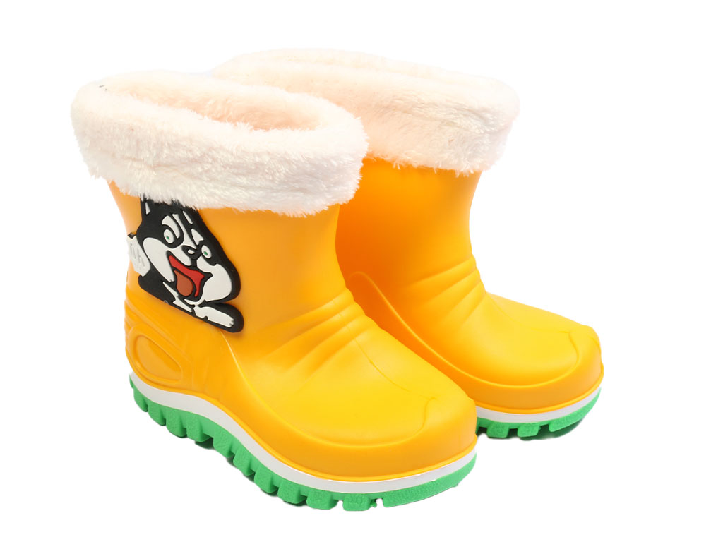 چکمه بچه گانه پرتقالی رنگ طرح سگ برجسته پایون payon