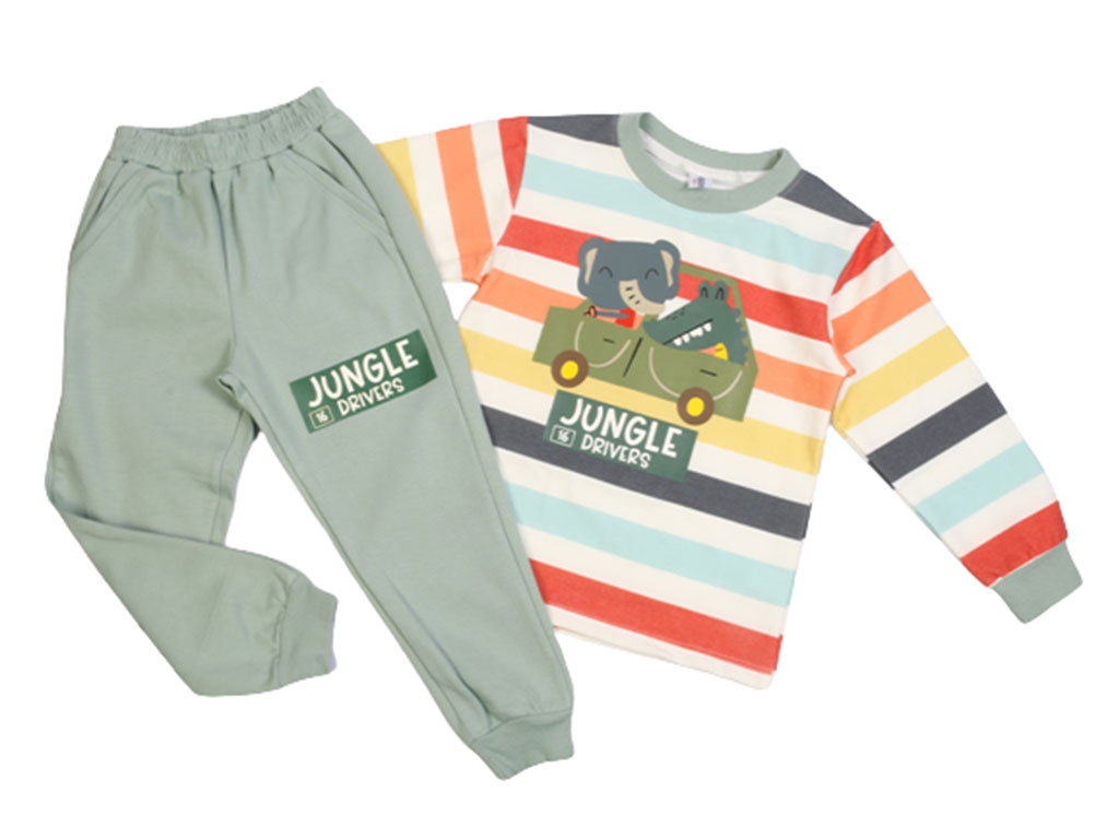 بلوز و شلوار راحتی پسرانه طرح فیل و تمساح راننده کیدومکس kido max