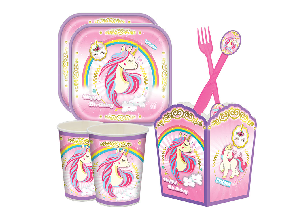 پک تم تولد دخترانه اسب تک شاخ (6 تکه)