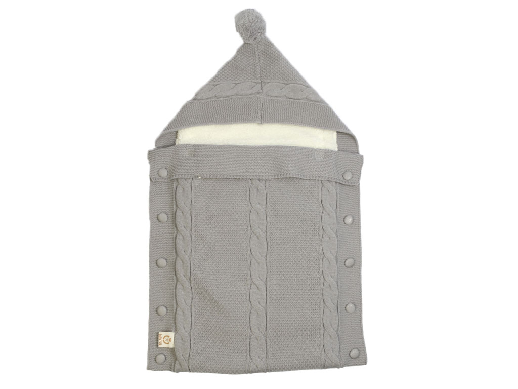 قنداق فرنگی نوزادی کلاه دار تو کرک طرح بافت گیسو بیبی نیک BABY NIK