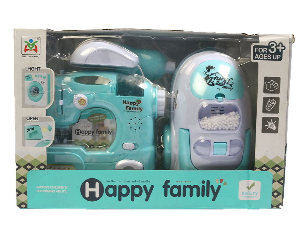 ست جارو برقی و چرخ خیاطی موزیکال و چراغدار اسباب بازی