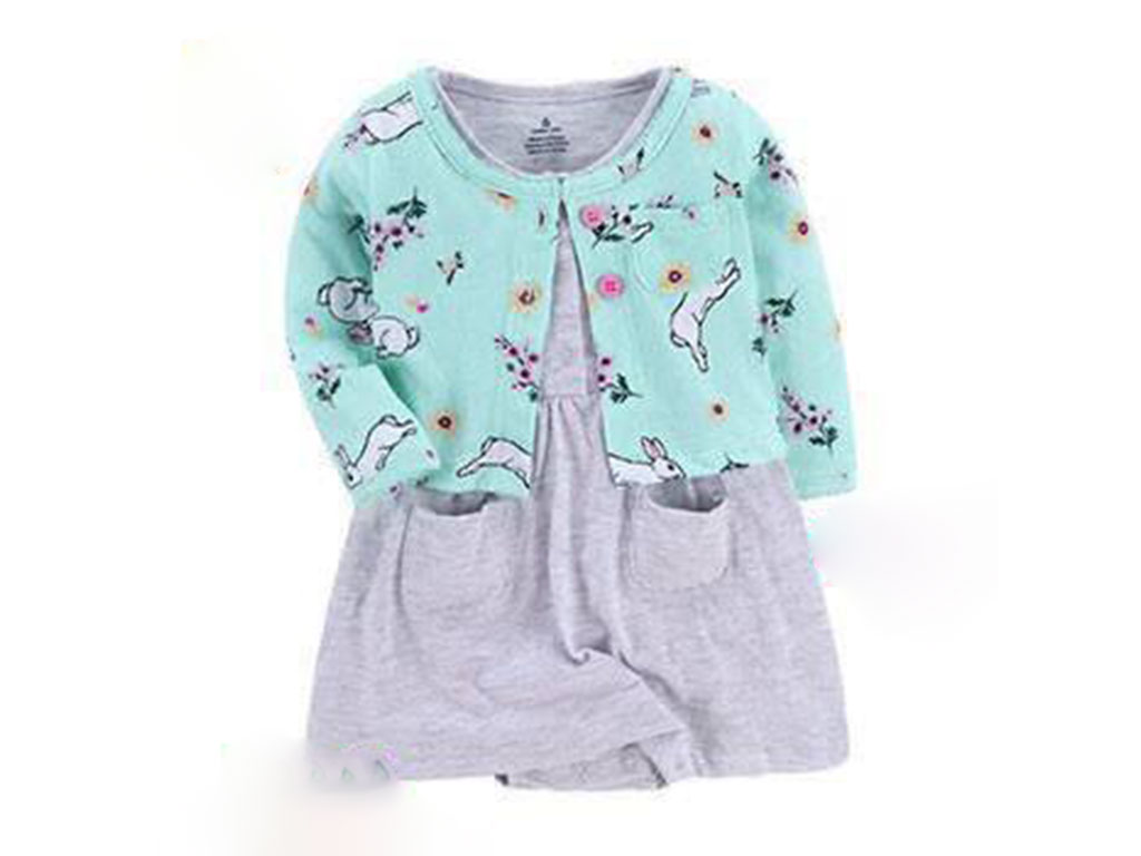 پیراهن بادی و کت نوزادی دخترانه طرح خرگوش کارترز carters