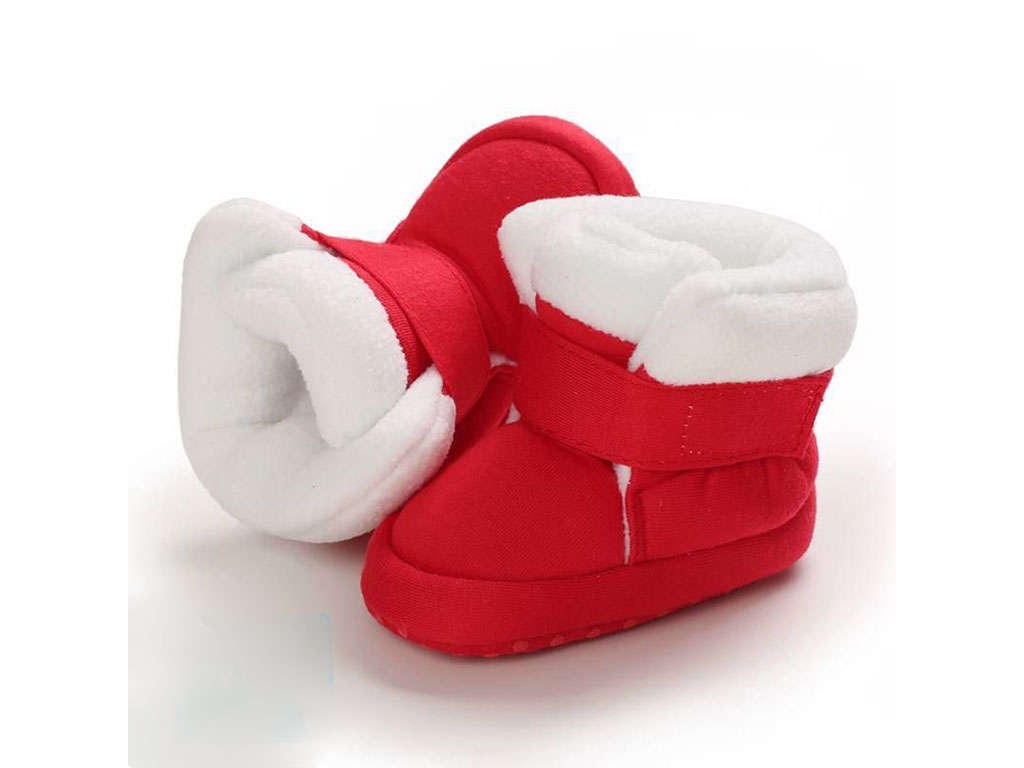 پاپوش استپ دار زمستانه نوزادی طرح نیم بوت رنگ قرمز رنگ