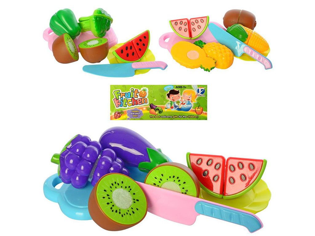 ست میوه و صیفی جات برشی با کارد و سینی برش 7 تکه اسباب بازی