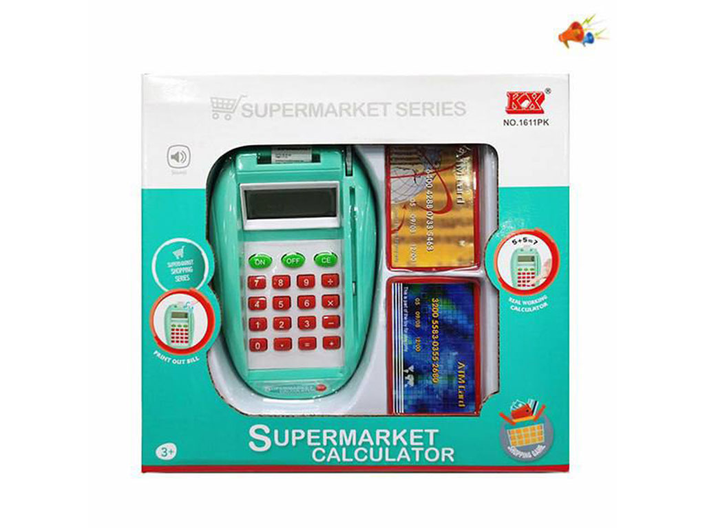 ماشین حساب طرح دستگاه کارت خوان (پوز) همراه با کارت اعتباری اسباب بازی