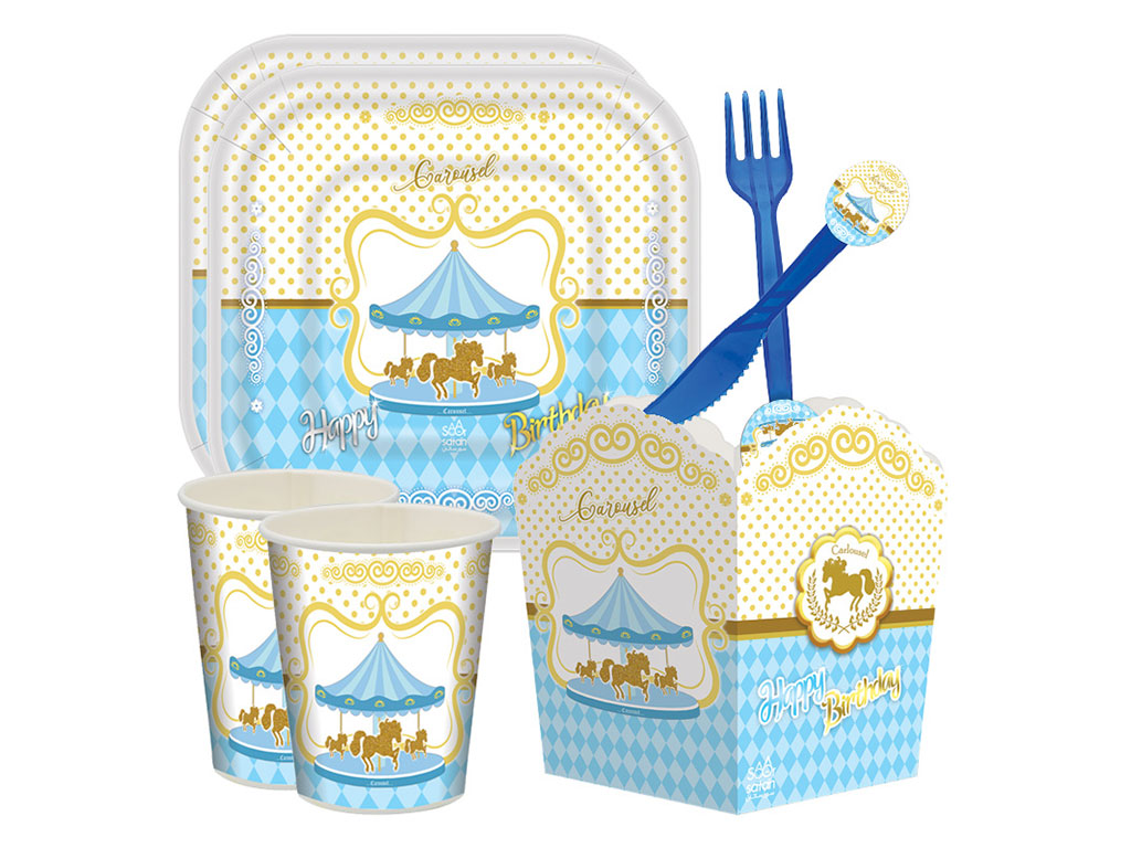 پک تم تولد پسرانه کاروسل آبی (6 تکه)