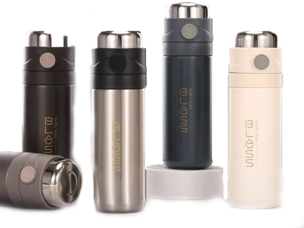 فلاسک استیل متالیک 500 میلی لیتر به همراه بند سیلیکونی کودک و بزرگسال