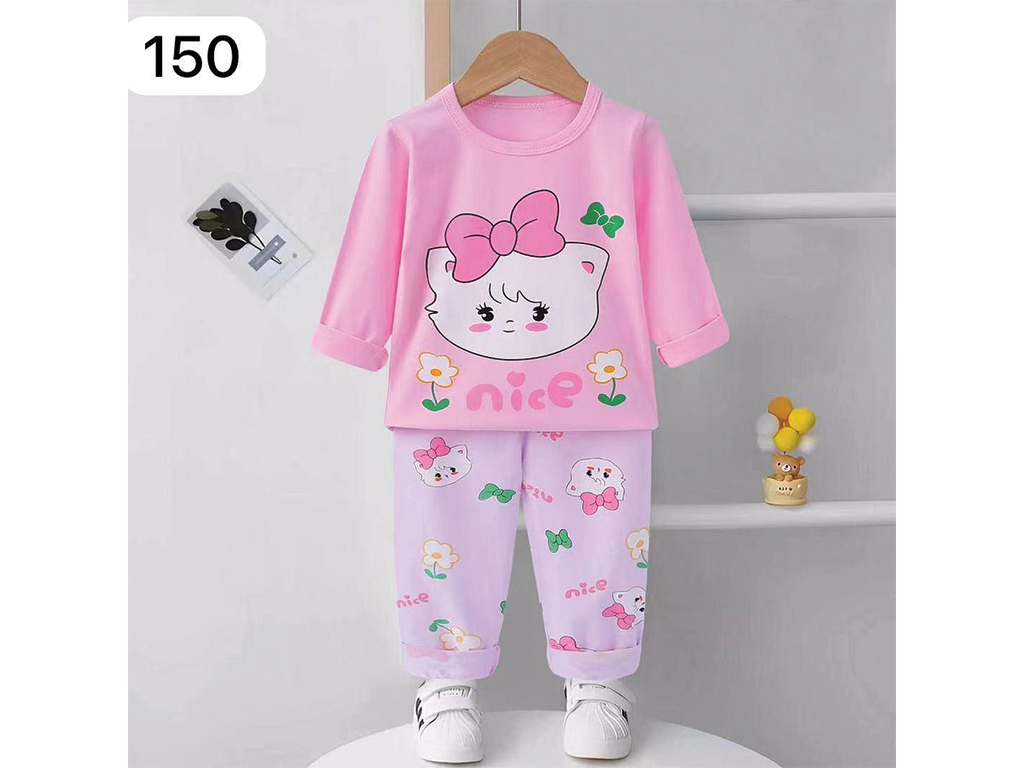 بلوز و شلوار راحتی دخترانه طرح گربه