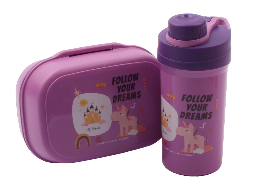 ست قمقمه و ظرف غذا 2 طبقه دخترانه به همراه قاشق