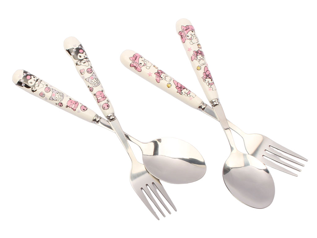 ست قاشق و چنگال دخترانه دسته سرامیکی طرحدار